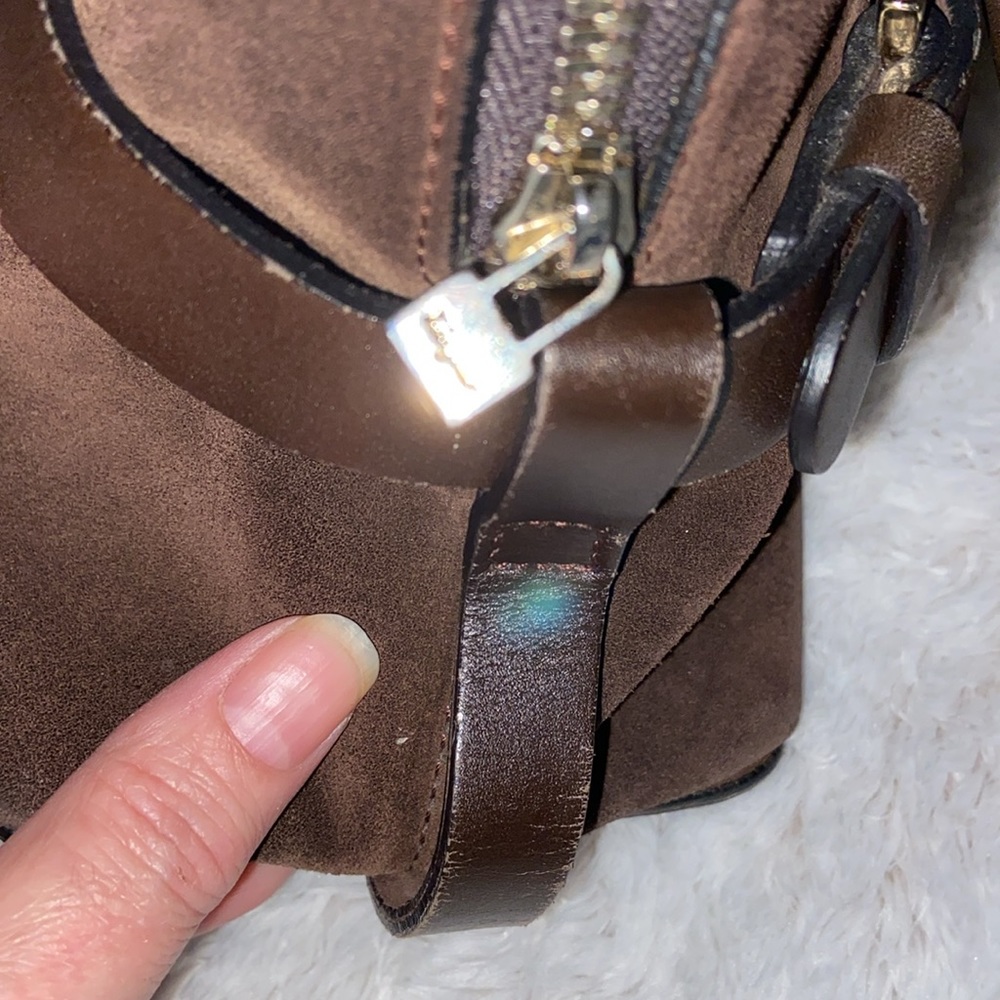 Salvatore Ferragamo Vintage Dark Brown Suede and Leather Shoulder Bag EUC - Picture 10 of 13
